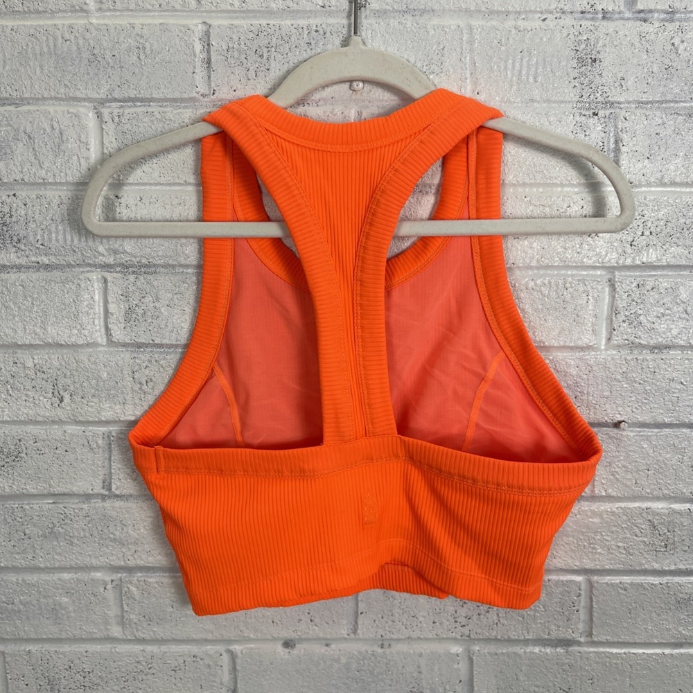 Free People Neon Orange Ribbed Cropped Tank - Picture 2 of 10